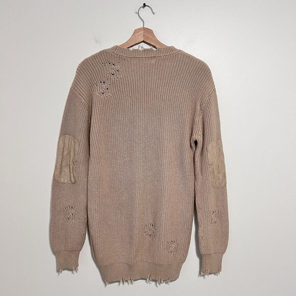 SER.O.YA Devin Oversized Tan Sweater Size XXS Distressed Cotton - Picture 6 of 9